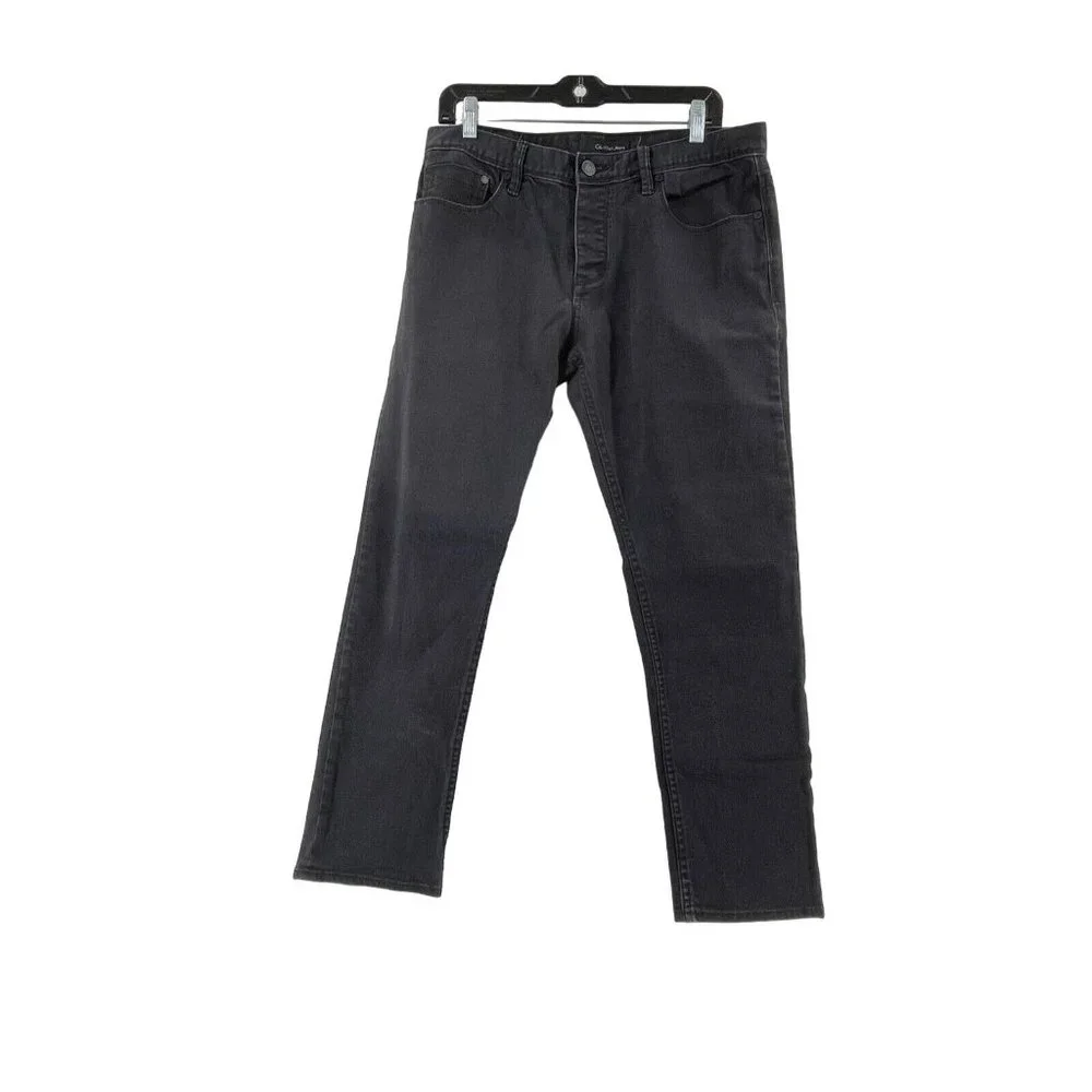 Calvin Klein Skinny Narrow Leg Women's Black Denim Button Fly Jeans Size 32Wx29